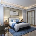 主臥裝修設(shè)計(jì)效果圖實(shí)木地板新中式風(fēng)格皮革墻體設(shè)計(jì)