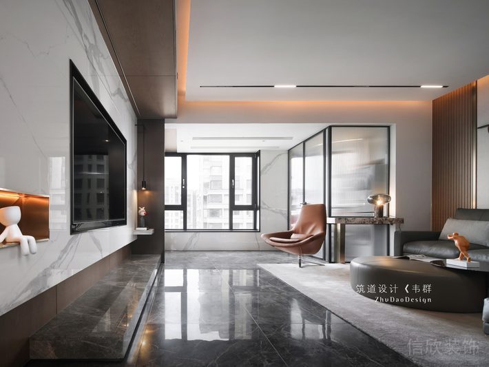 客廳裝修設(shè)計(jì)商務(wù)風(fēng)簡(jiǎn)約灰色大理石地板