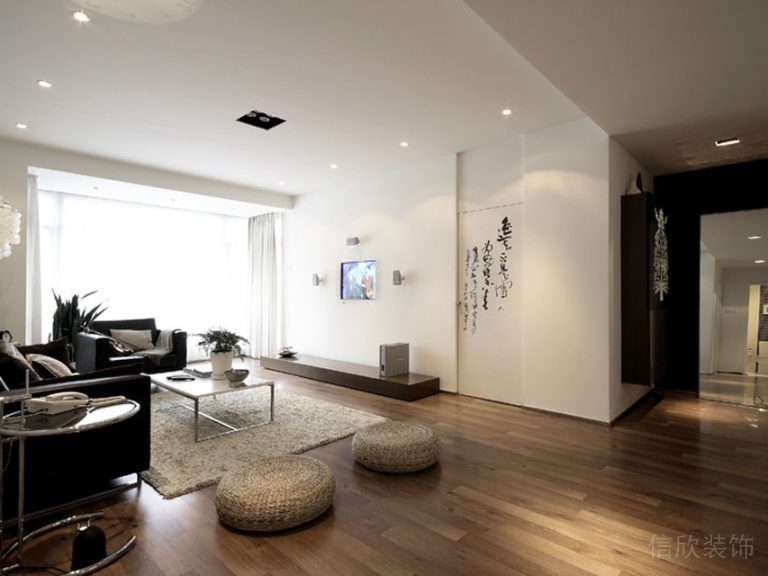 全屋定制日式深色木板設(shè)計(jì)客廳效果圖