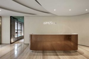 深圳羅湖文錦廣場現(xiàn)代風(fēng)格辦公室裝修設(shè)計(jì)案例前臺(tái)服務(wù)區(qū)效果圖