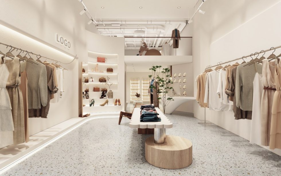 深圳市南山區(qū)華僑城現(xiàn)代風(fēng)奶油風(fēng)女裝店裝修設(shè)計大廳