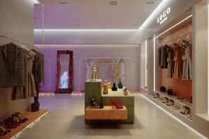 深圳市南山區后?，F代服裝專賣店裝修設計大廳