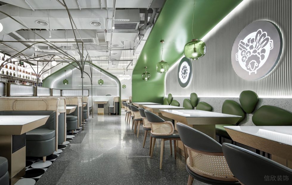 深圳南山海上世界現(xiàn)代風(fēng)格火鍋餐廳裝修案例地面鋪貼