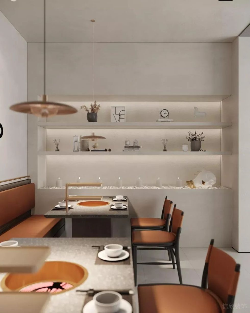 深圳鹽田合景同創(chuàng)廣場極簡風(fēng)格火鍋店裝修案例內(nèi)嵌式展示層架 深圳鹽田合景同創(chuàng)廣場極簡風(fēng)格火鍋店裝修案例內(nèi)嵌式展示層架