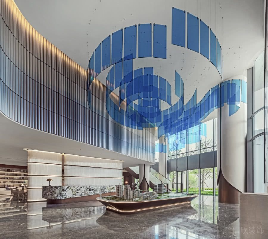 售樓處天花吊頂，藍(lán)色亞克力片