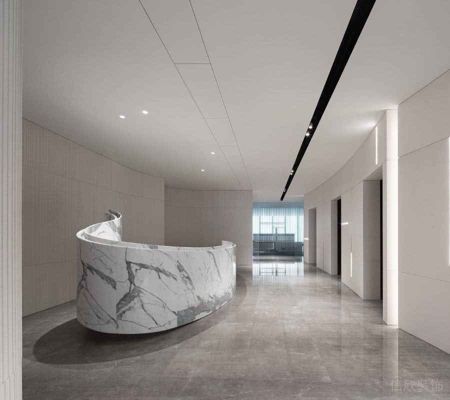 辦公室設(shè)計(jì)爵士白大理石流線型服務(wù)臺(tái)