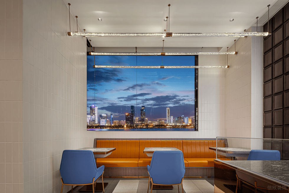 深圳寶安海府一號(hào)輕奢風(fēng)格港式茶餐廳裝修案例雙人用餐區(qū)