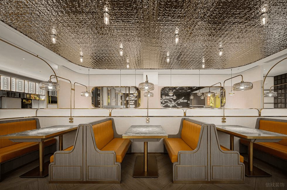 深圳寶安海府一號(hào)輕奢風(fēng)格港式茶餐廳裝修案例卡座效果圖