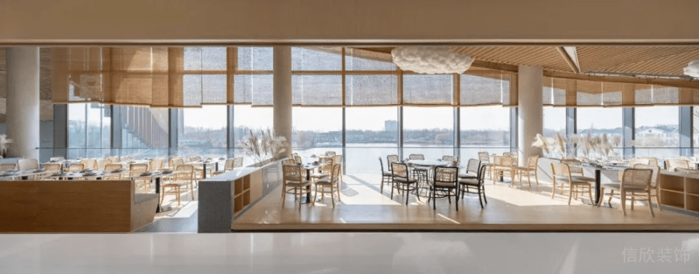 深圳寶安天琴閣原木色調田園簡約風素食館裝修案例大廳