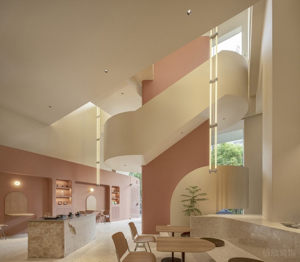 深圳羅湖新2000廣場極簡風格甜品咖啡館裝修案例圓弧藝術樓梯 深圳羅湖新2000廣場極簡風格甜品咖啡館裝修案例圓弧藝術樓梯
