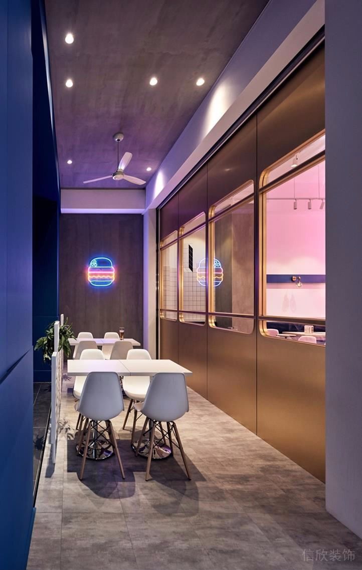 深圳龍華星河傳奇天街網紅現代風漢堡店裝修案例戶外用餐區燈光效果 深圳龍華星河傳奇天街網紅現代風漢堡店裝修案例戶外用餐區燈光效果