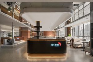 深圳南山海昌大廈現(xiàn)代風(fēng)格川菜館裝修案例前臺效果圖
