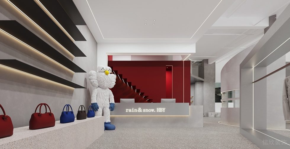 深圳市龍崗區(qū)坂田hby買手店裝修設(shè)計(jì)前臺(tái)紅色背景墻 深圳市龍崗區(qū)坂田hby買手店裝修設(shè)計(jì)前臺(tái)紅色背景墻