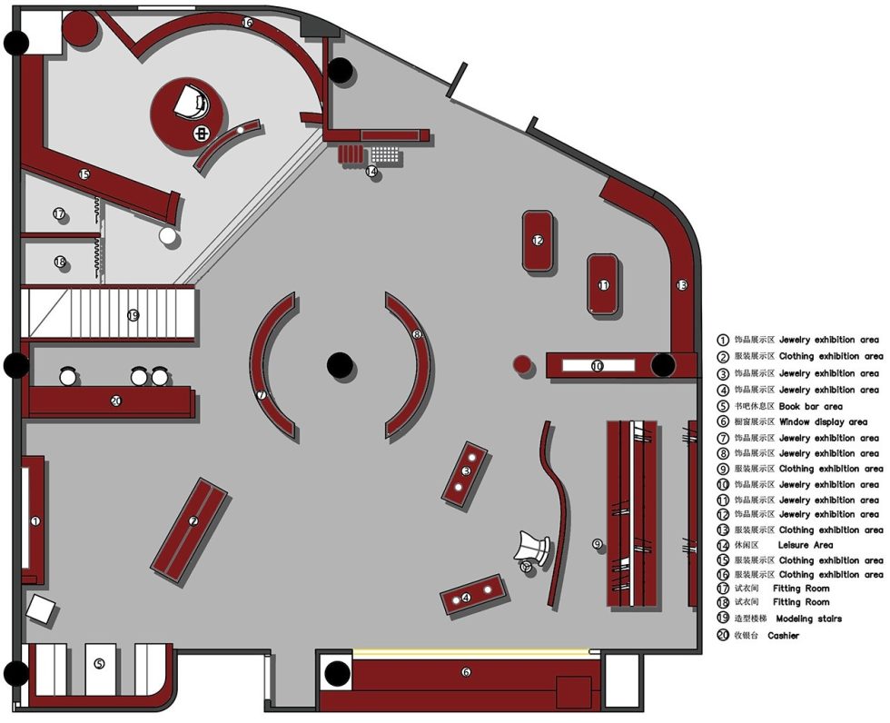 深圳市龍崗區(qū)坂田hby買手店裝修設(shè)計(jì)平面圖