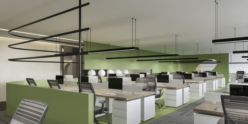 深圳寶安易尚中心2000平方米簡約風(fēng)格辦公室裝修案例辦公區(qū)家具組合