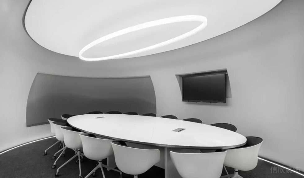 深圳南山同方信息港600平方米黑白灰色調現代科技風公司裝修案例會議室 深圳南山同方信息港600平方米黑白灰色調現代科技風公司裝修案例會議室