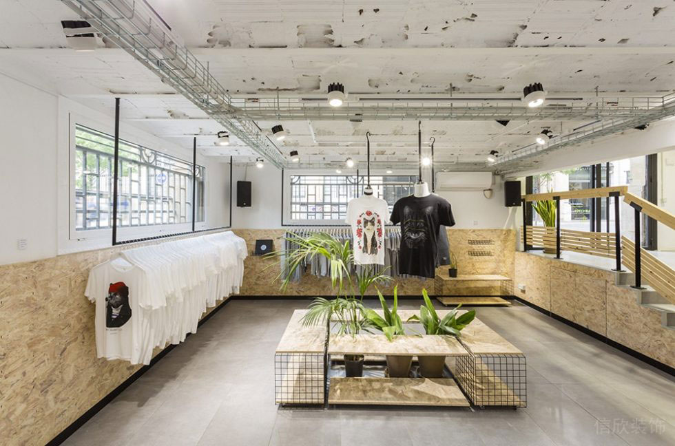 工業(yè)風(fēng)服裝店裝修粗礦的中島柜設(shè)計 工業(yè)風(fēng)服裝店裝修粗礦的中島柜設(shè)計