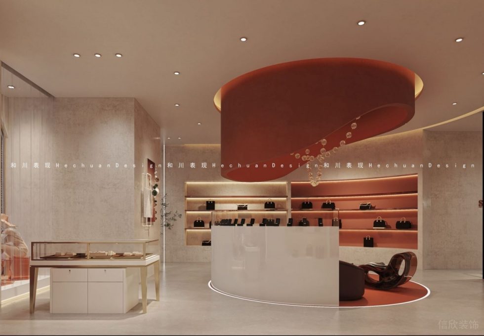 深圳市龍崗區(qū)布吉現(xiàn)代輕奢風(fēng)奢侈品店弧形中島臺裝修設(shè)計效果圖 深圳市龍崗區(qū)布吉現(xiàn)代輕奢風(fēng)奢侈品店弧形中島臺裝修設(shè)計效果圖