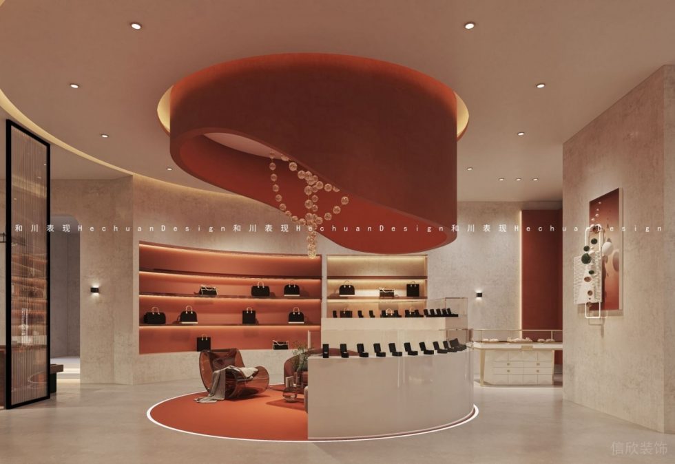 深圳市龍崗區(qū)布吉現(xiàn)代輕奢風(fēng)奢侈品店弧形中島矮柜裝修設(shè)計效果圖 深圳市龍崗區(qū)布吉現(xiàn)代輕奢風(fēng)奢侈品店弧形中島矮柜裝修設(shè)計效果圖