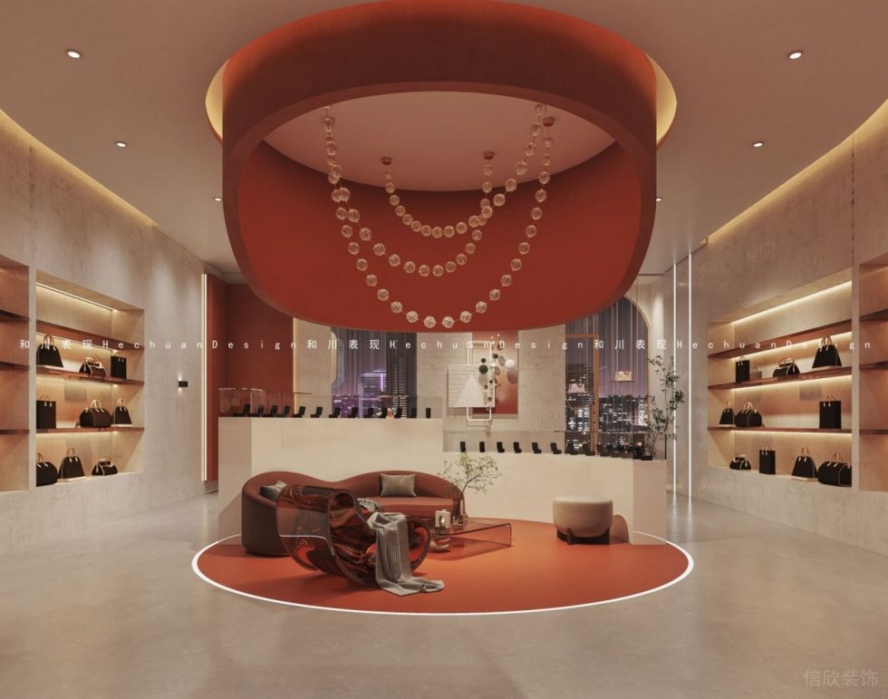 深圳市龍崗區(qū)布吉現(xiàn)代輕奢風(fēng)奢侈品店圓形休息區(qū)裝修設(shè)計效果圖 深圳市龍崗區(qū)布吉現(xiàn)代輕奢風(fēng)奢侈品店圓形休息區(qū)裝修設(shè)計效果圖