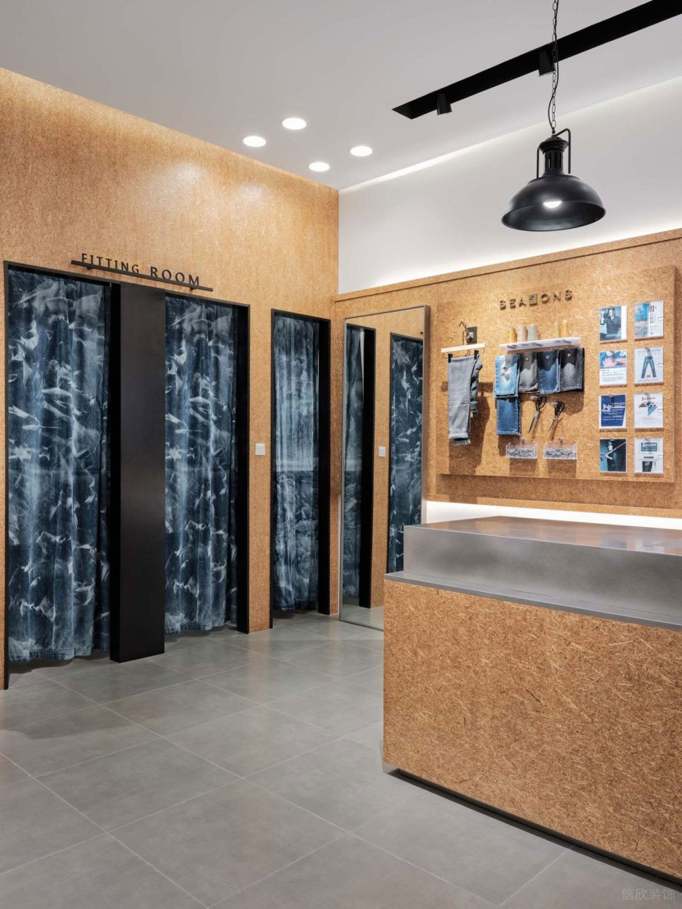 深圳市龍崗區(qū)坪地現(xiàn)代風潮牌四季牛仔店鋪試衣間