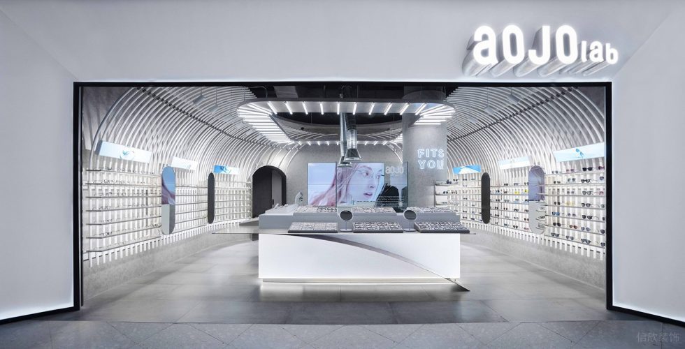 深圳市龍崗區中心城現代風aojo眼鏡店門面外觀logo裝修設計效果圖 深圳市龍崗區中心城現代風aojo眼鏡店門面外觀logo裝修設計效果圖