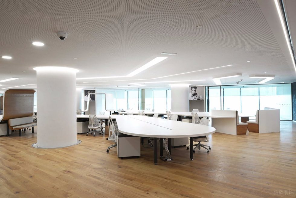 深圳寶安宏發中心大廈700平方米簡約主義原木色自然風辦公室裝修案例辦公大廳