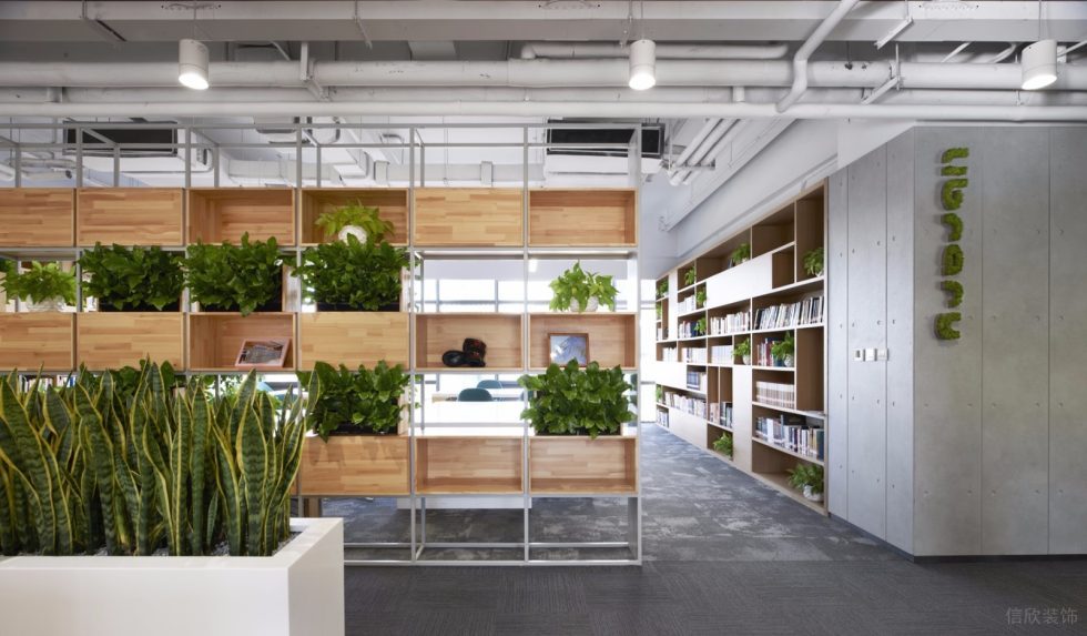 深圳福田大百匯廣場3500平方米工業主義現代風辦公室裝修案例過道綠植裝飾陳列架隔斷 深圳福田大百匯廣場3500平方米工業主義現代風辦公室裝修案例過道綠植裝飾陳列架隔斷