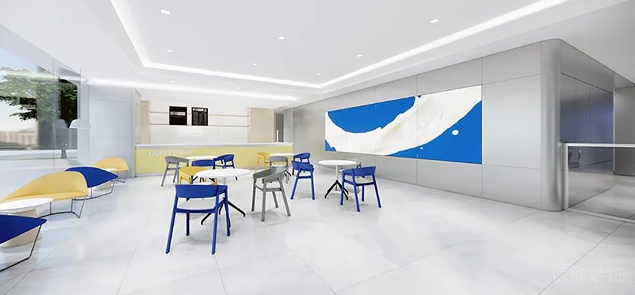 深圳龍崗寶能科技園3000平方米藍(lán)白黃色調(diào)簡約風(fēng)辦公室裝修案例前廳接待區(qū) 深圳龍崗寶能科技園3000平方米藍(lán)白黃色調(diào)簡約風(fēng)辦公室裝修案例前廳接待區(qū)