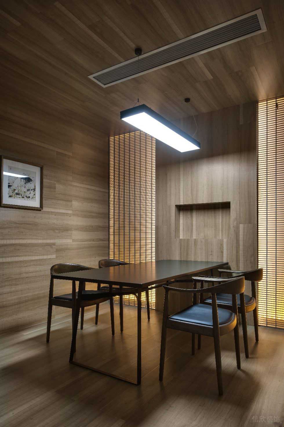 深圳龍崗泉森紅木棉創意園600平方米工業主義原木風辦公室裝修案例洽談室