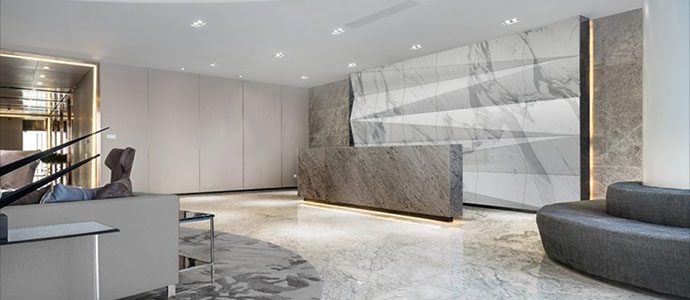 大理石前臺區(qū)裝修效果圖辦公室裝修