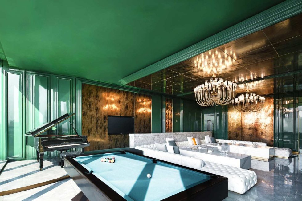 深圳福田藝術(shù)摩登風酒吧綠色大包間裝修設(shè)計