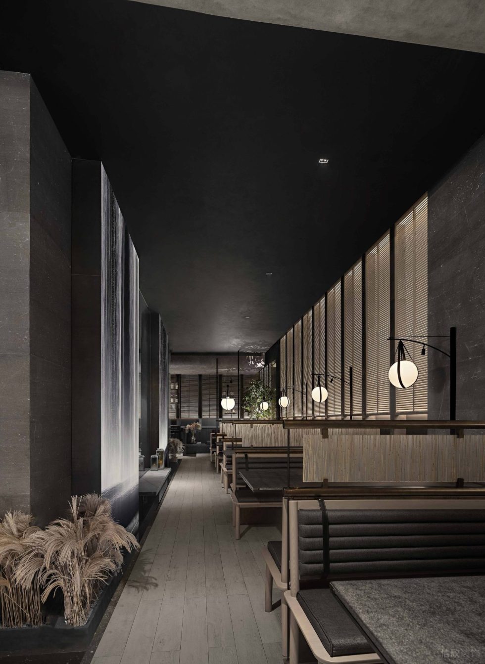 深圳羅湖簡雅日料餐廳卡座區(qū)裝修設(shè)計