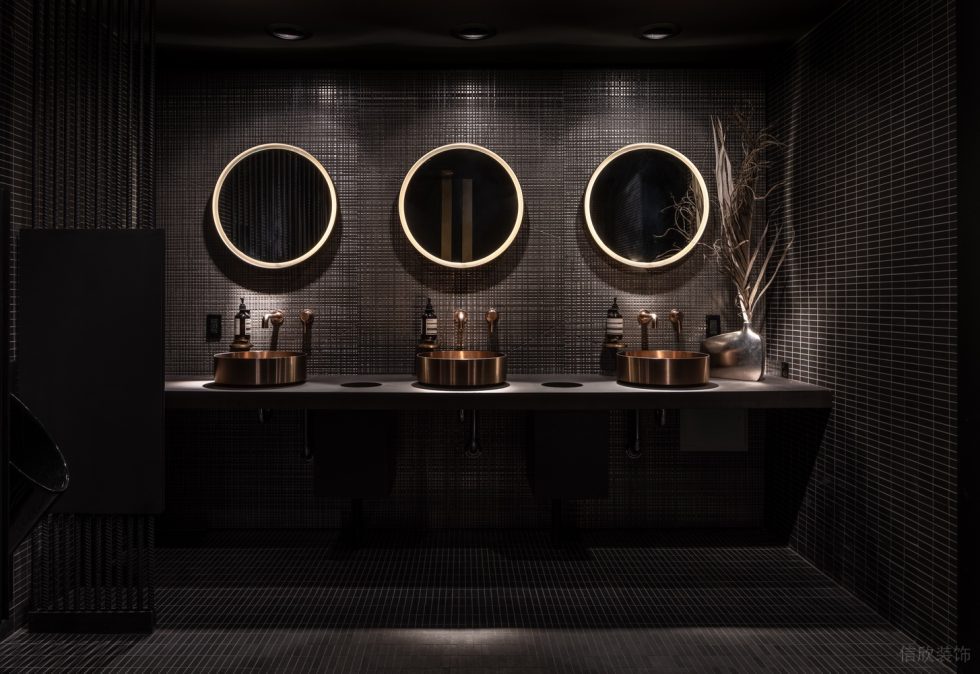 深圳南山黑色金屬高雅酒吧洗手臺(tái)裝修設(shè)計(jì)