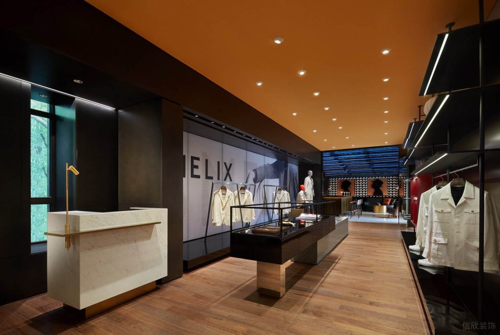 深圳市寶安區石巖smelix仕覓男裝高定店裝修設計 玻璃島臺