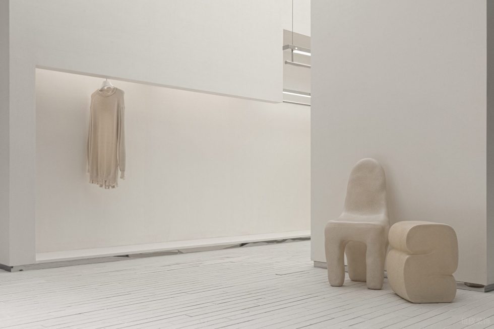 深圳市寶安區(qū)新安snd概念店裝修設計 原木桌椅