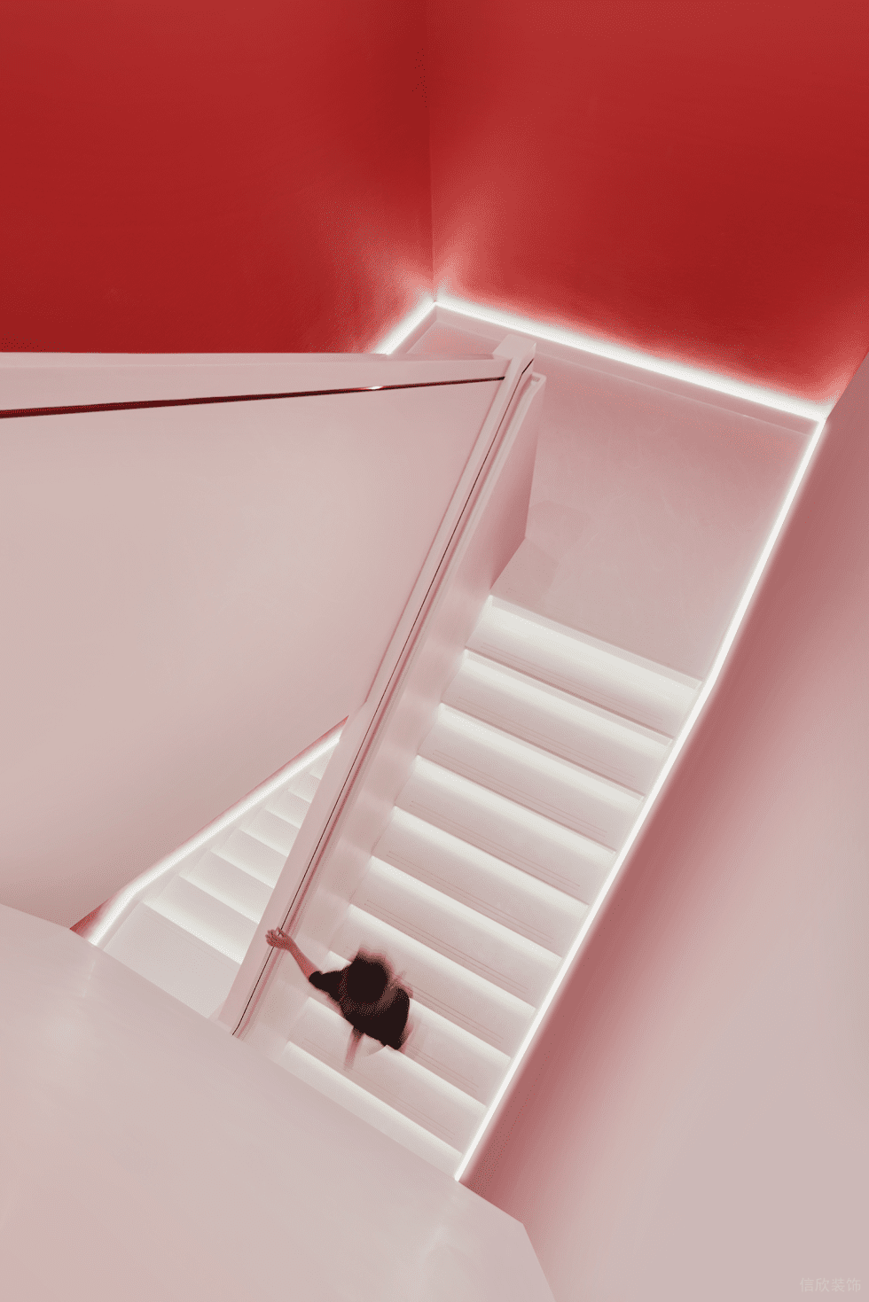 深圳市龍崗區布吉小仙燉鮮燉燕窩專賣店旗艦店裝修設計-白色燈光樓梯 深圳市龍崗區布吉小仙燉鮮燉燕窩專賣店旗艦店裝修設計-白色燈光樓梯