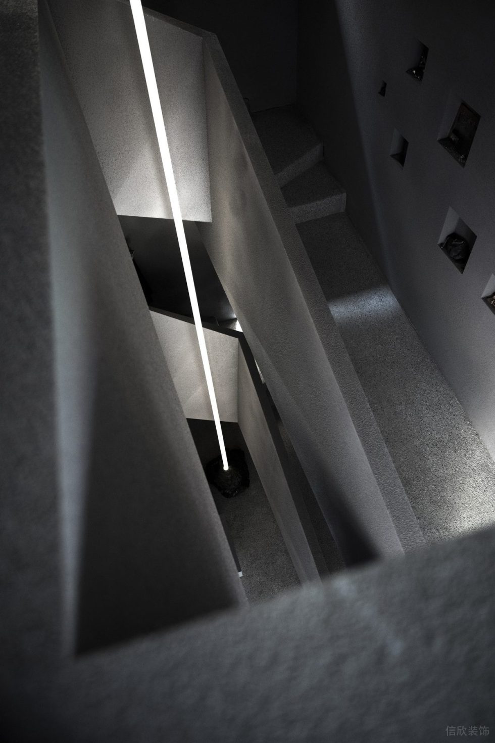 深圳市羅湖區蓮塘現代風原創首飾品牌店·峻造匠人工坊裝修設計-灰色水泥肌理轉角樓梯 深圳市羅湖區蓮塘現代風原創首飾品牌店·峻造匠人工坊裝修設計-灰色水泥肌理轉角樓梯