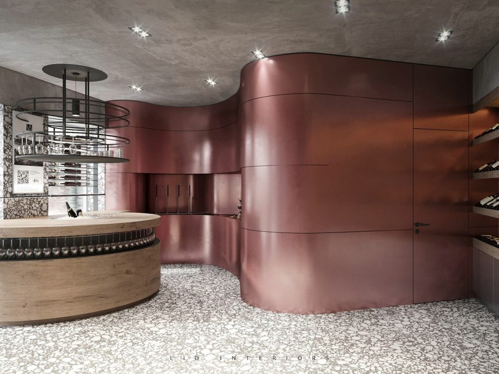 深圳市羅湖區泥崗83㎡小型紅酒專賣店裝修設計-原木色圓形展臺 深圳市羅湖區泥崗83㎡小型紅酒專賣店裝修設計-原木色圓形展臺