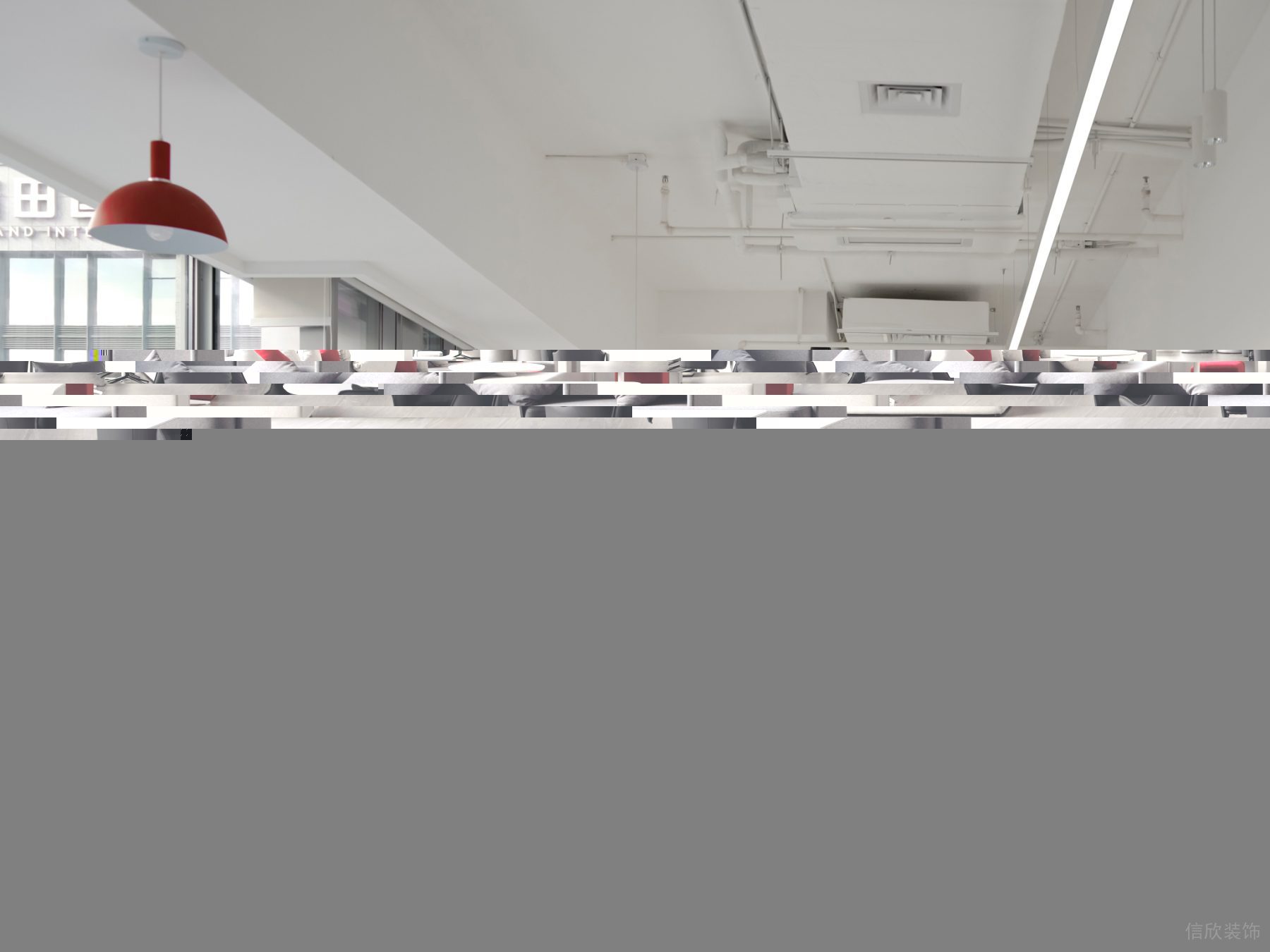 深圳市南山區華僑城大廈白色調極簡主義風格辦公室裝修設計案例 沙發休息區