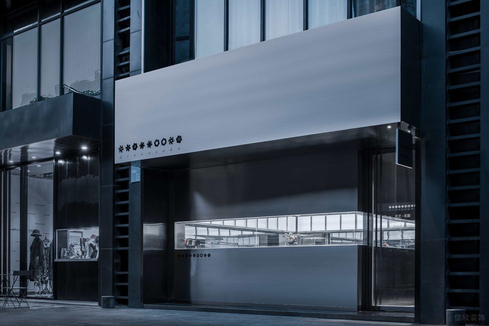 花卉店簡(jiǎn)約的門(mén)頭門(mén)面外觀灰色鋁塑板裝修效果圖