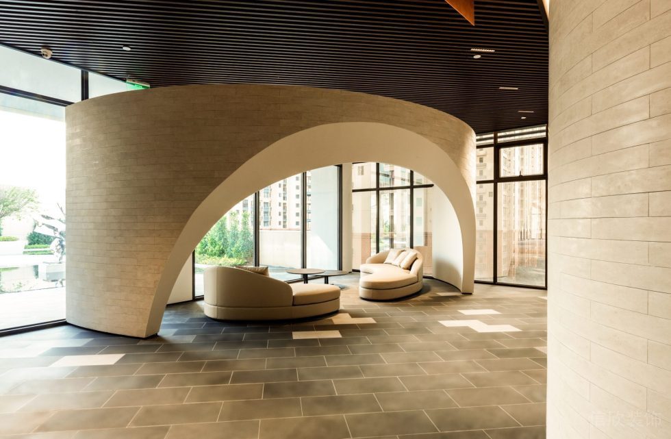 天安云谷新中式辦公室裝修案例 前廳休息區