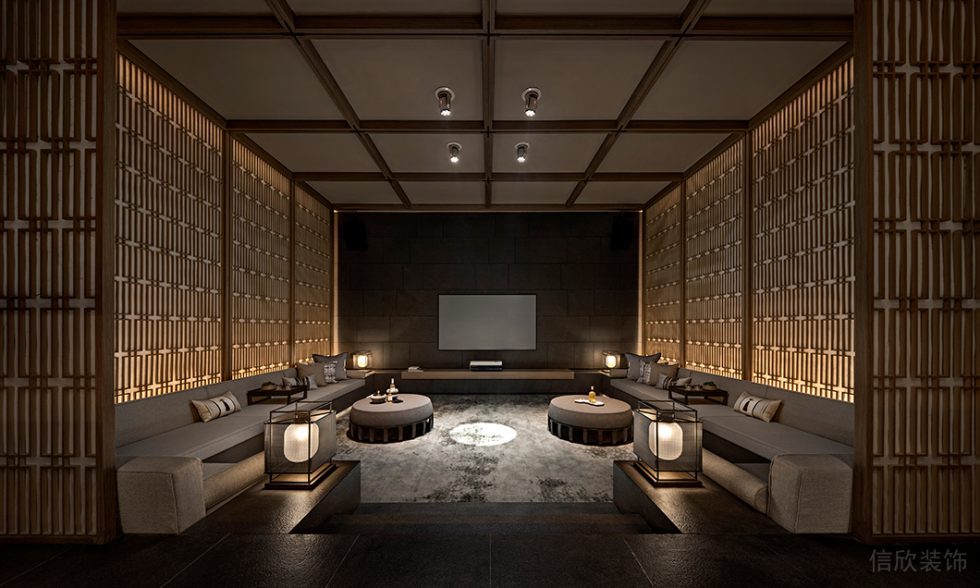 新中式風中餐廳下沉式等候區(qū)裝修設計