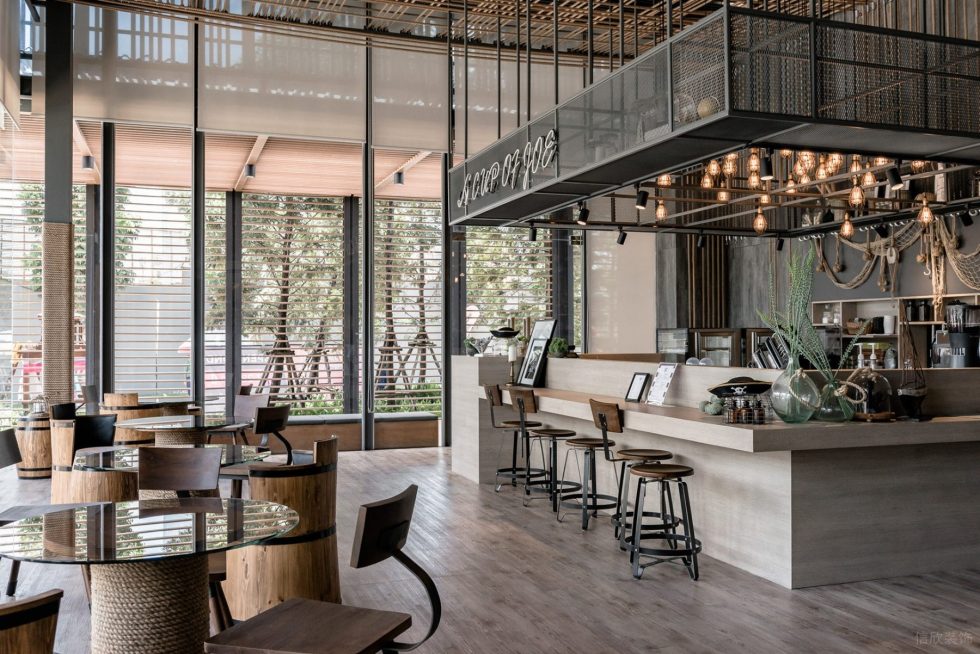 侘寂原木風咖啡廳別致雙人座區(qū)設(shè)計圖