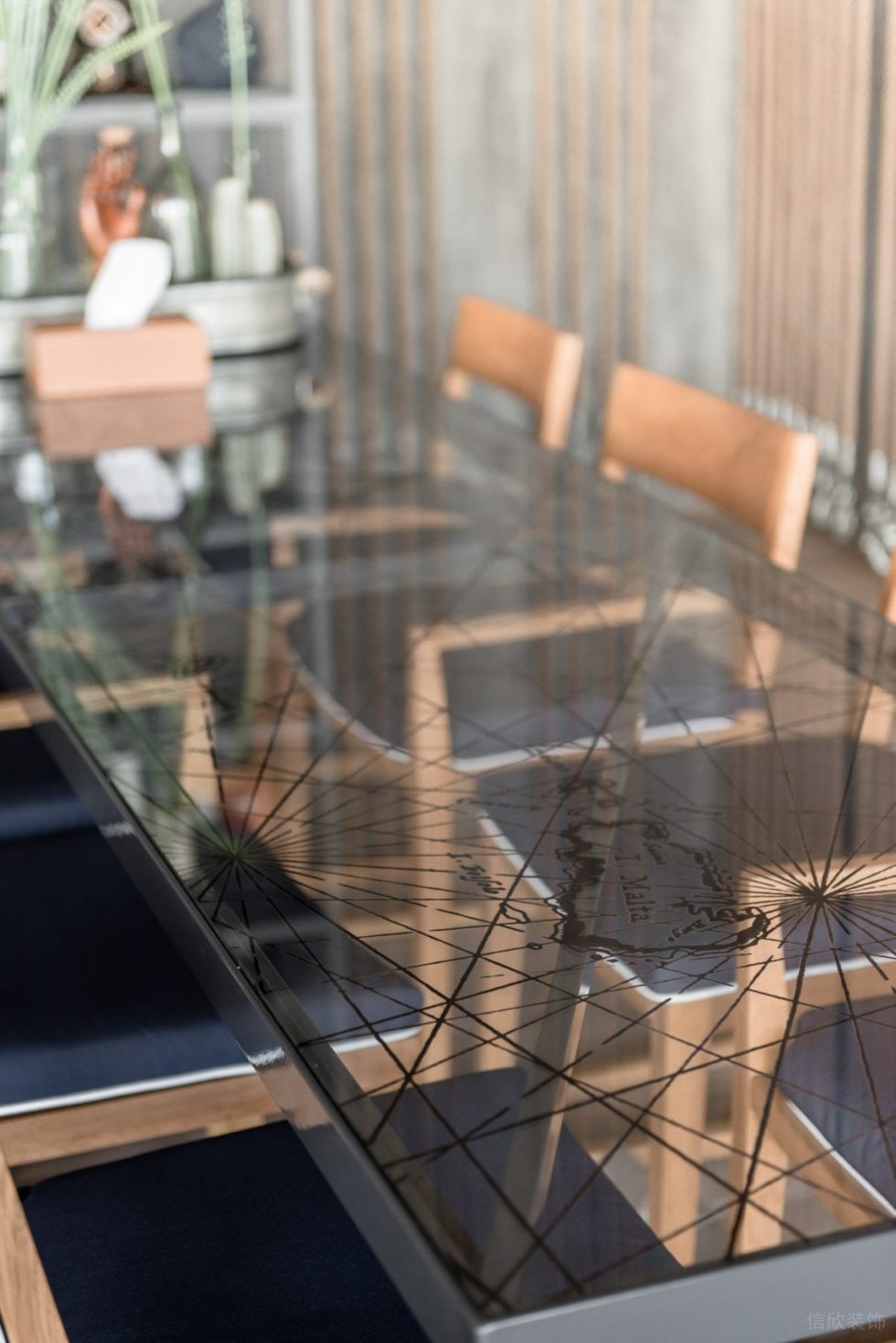 侘寂原木風咖啡廳透明玻璃臺面細節(jié)設(shè)計圖