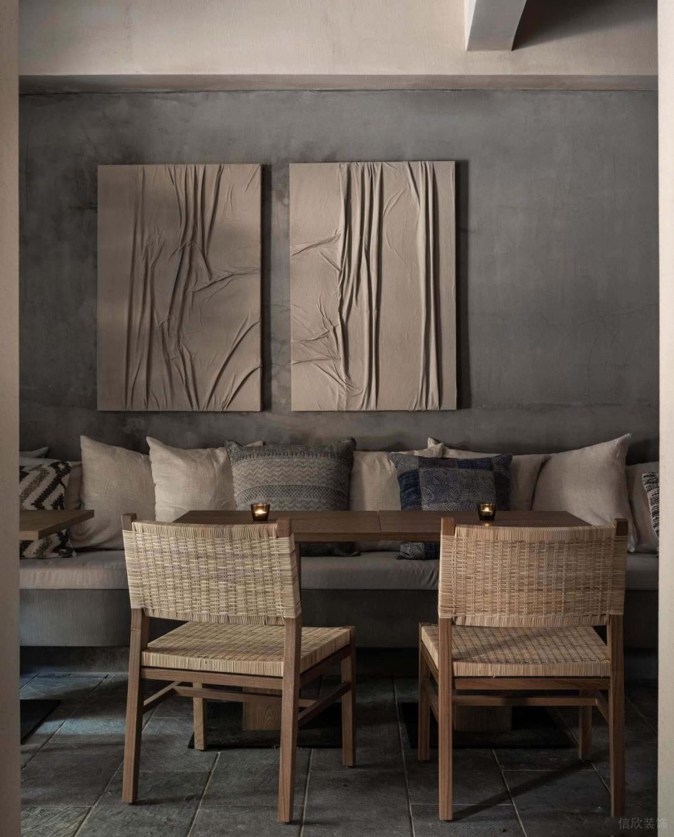 復(fù)古風青瓦茶室古樸編織品裝修設(shè)計