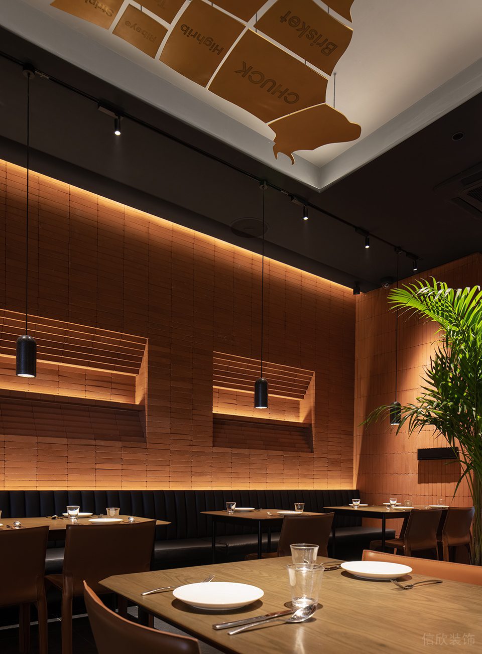 復古工業風餐廳壁龕暗藏燈帶設計圖