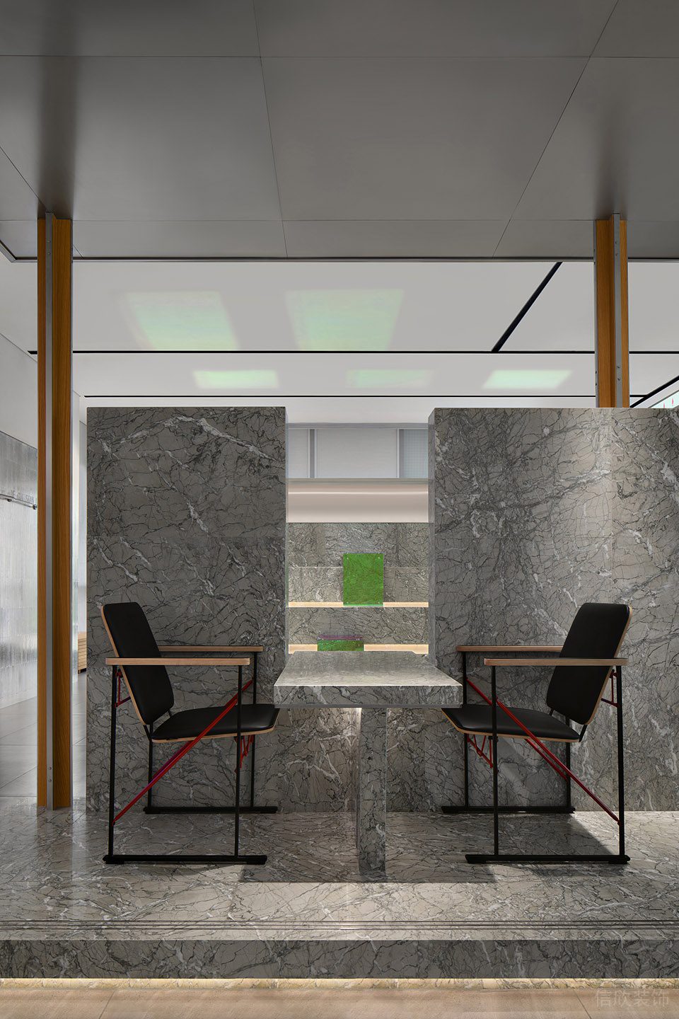 工業(yè)簡約風(fēng)飲品店灰色大理石紋路就座區(qū)裝修設(shè)計(jì)