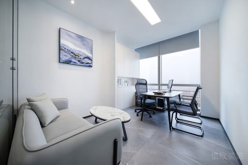 南山區(qū)科技園香港中文大學(xué)深圳產(chǎn)學(xué)白色主調(diào)公司裝修設(shè)計(jì)方案 接待區(qū)