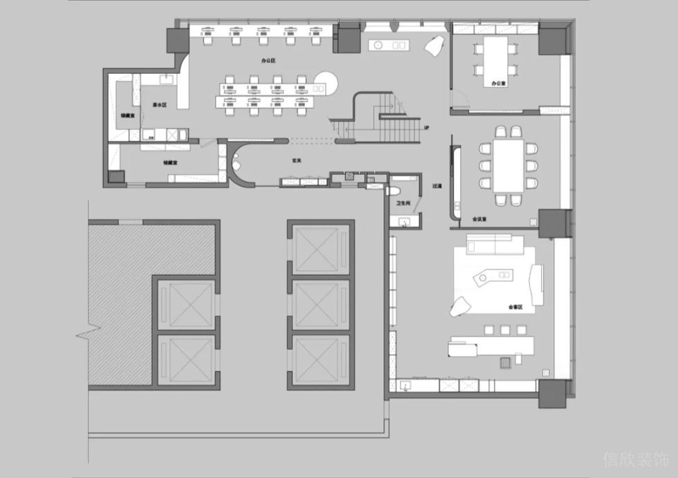400平方米極簡(jiǎn)寧靜風(fēng)辦公室裝修設(shè)計(jì) 平面布置圖